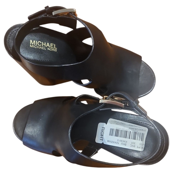 New Michael Kors Leather Platform Heels Sandals Sz 6 - Picture 6 of 14